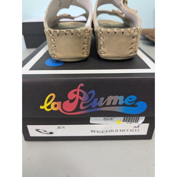 La Plume Jen Champagne Slip On 38 7.5-8 Leather Upper Leather Insole Gold Shoes - Picture 4 of 5